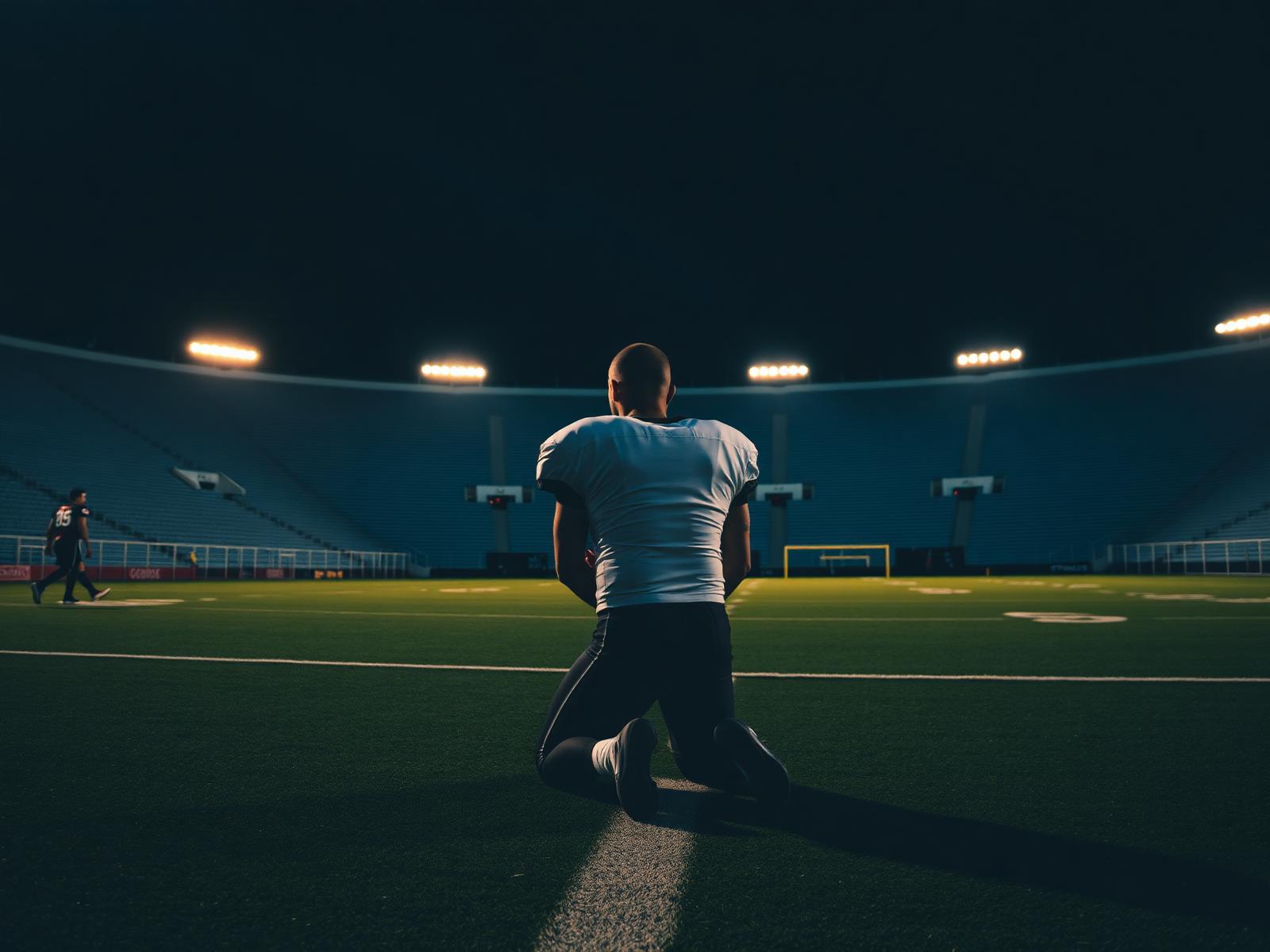 Athlete on empty field
